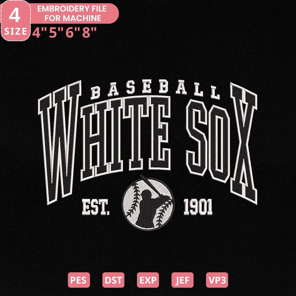 Vintage Chicago Baseball Embroidery Design - White Sox PES DST JEF EXP VP3 - ThredViora