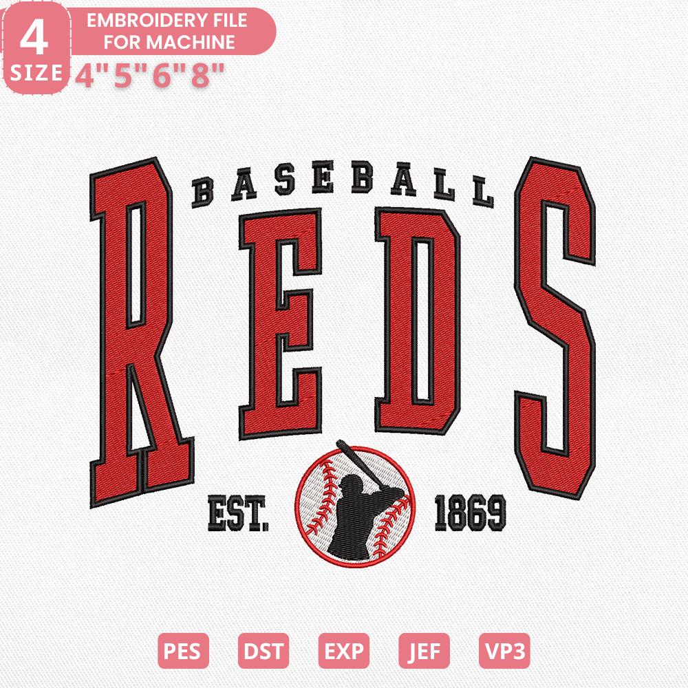 Vintage Cincinnati Baseball Embroidery Design - PES DST JEF EXP VP3 - ThredViora