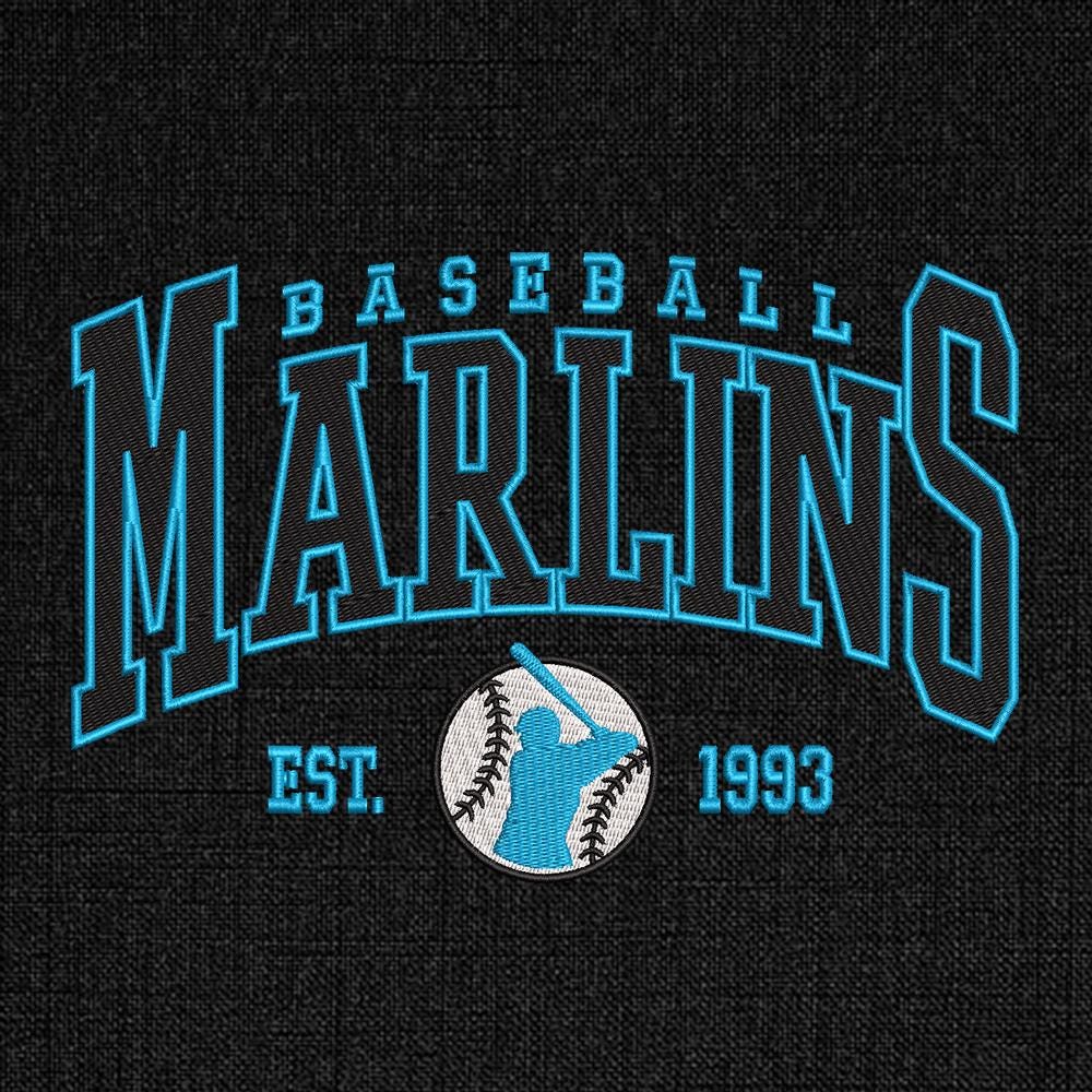 Vintage Miami Baseball Embroidery Design - PES DST JEF EXP VP3 Files - ThredViora