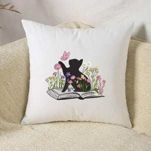 Black Cat Embroidery Design Book Lover Wildflower Stitch File