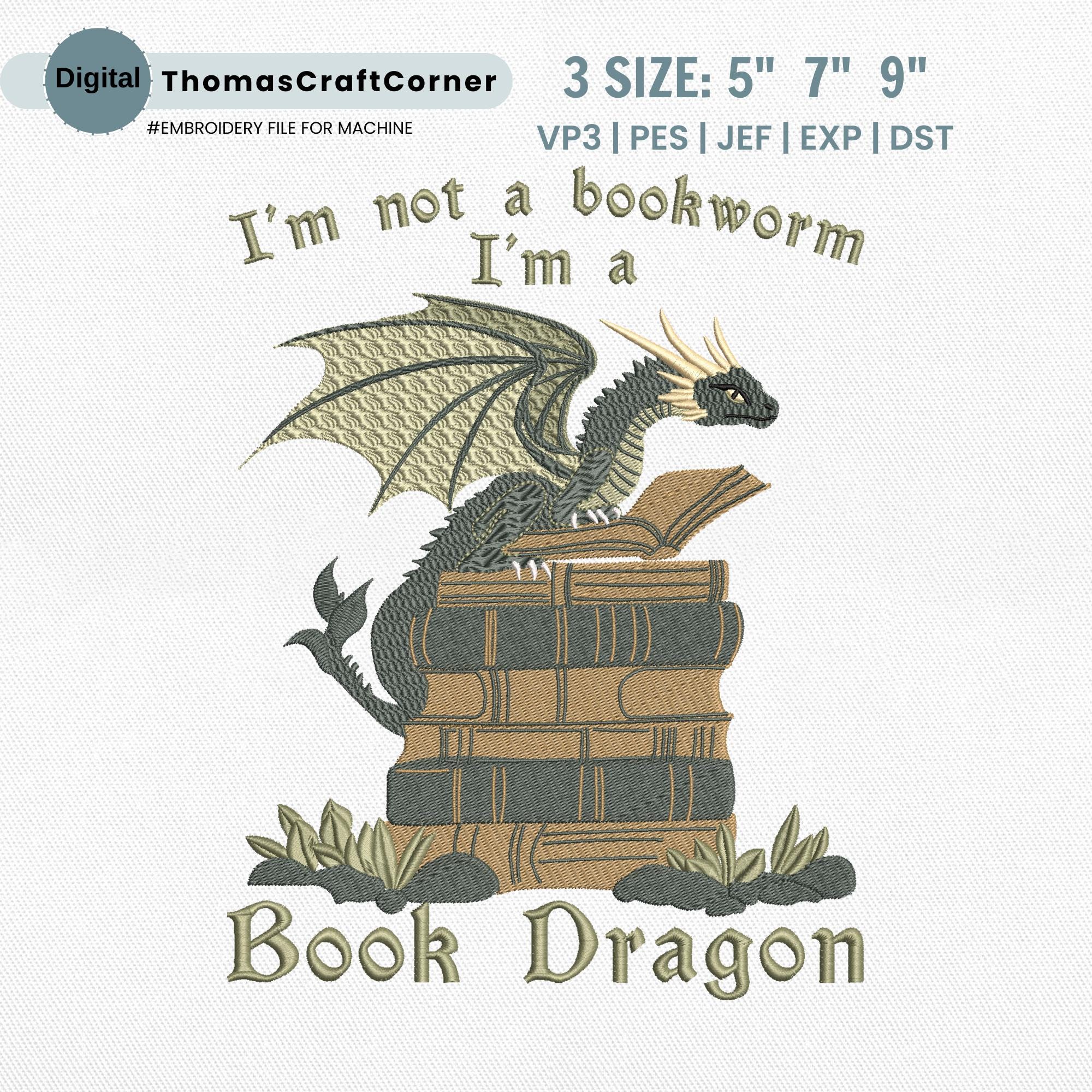 Book Dragon Embroidery Design Teacher