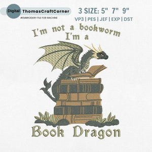 Book Dragon Embroidery Design Teacher
