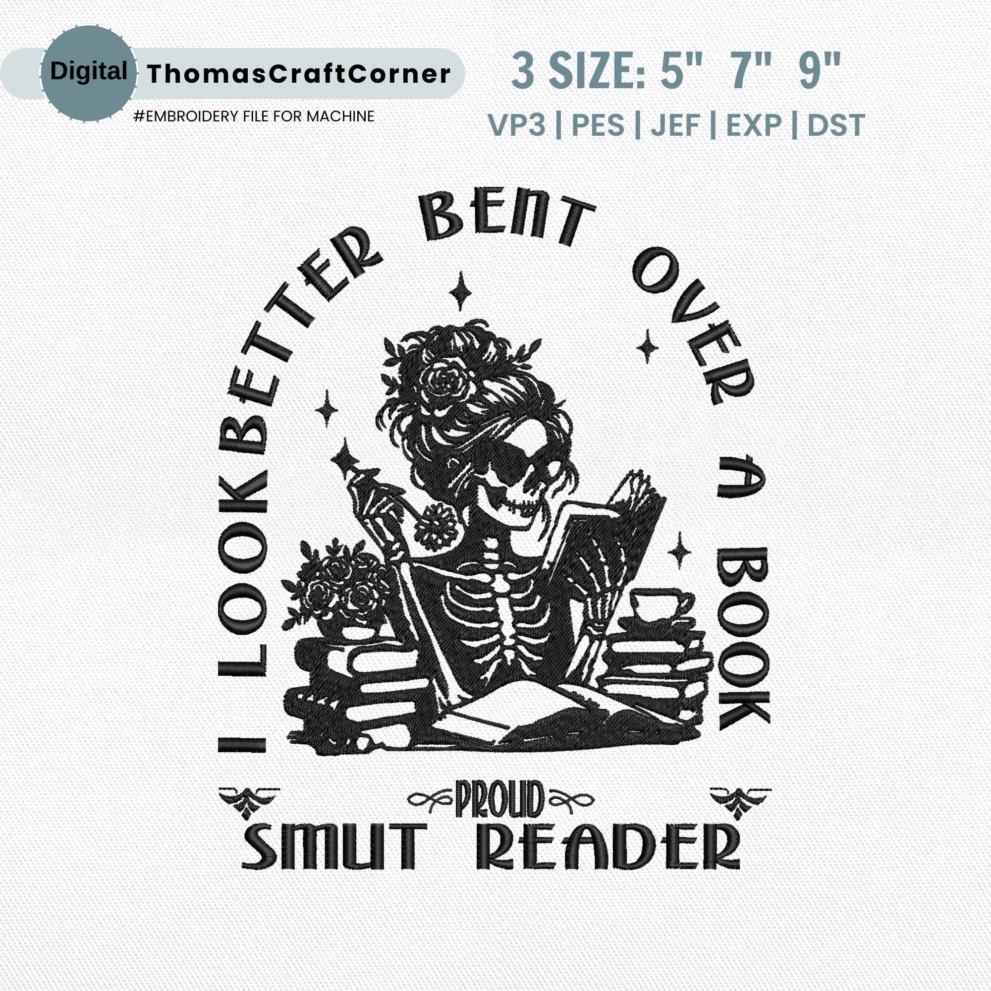 Smut Reader Embroidery Design Romance Book