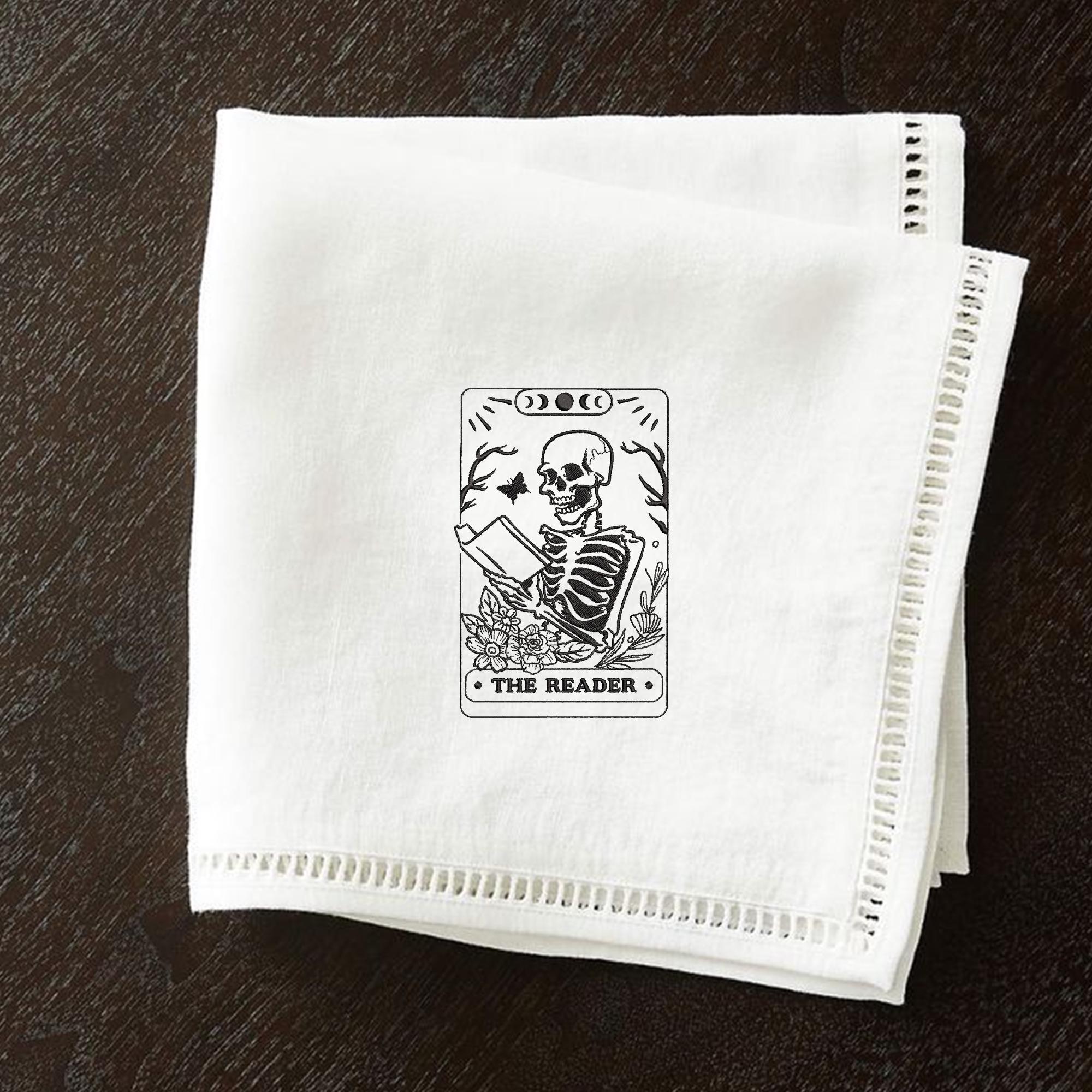 Reader Tarot Embroidery Design Skeleton Bookish Stitch
