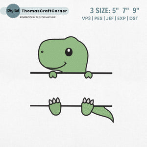 Dinosaur Embroidery Design T-Rex Name Frame Classroom Label