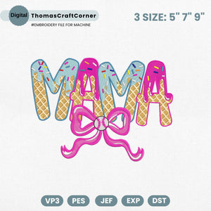 Baseball Mama Embroidery Design Game Day Mom