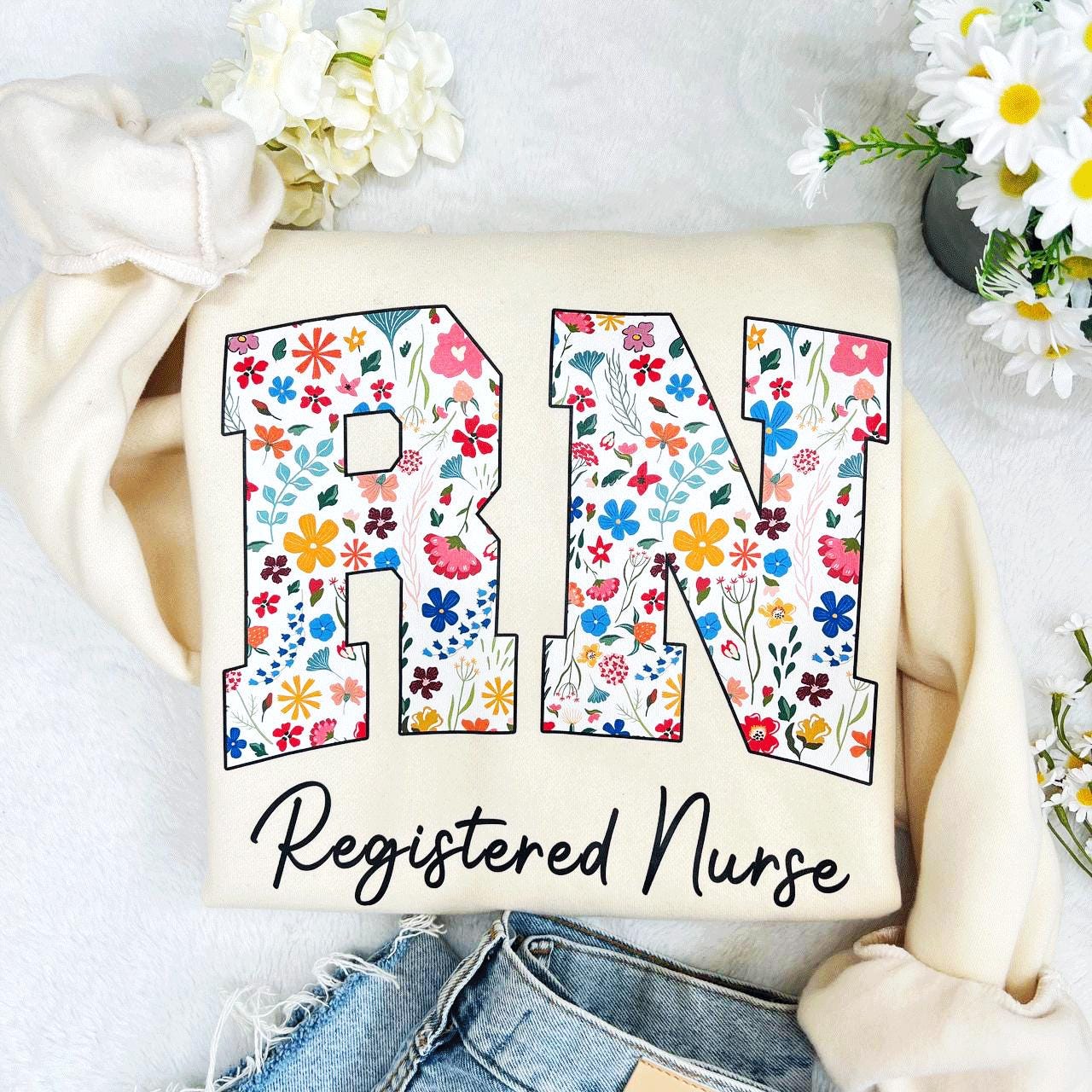 Floral Nurse Embroidery Design Pattern