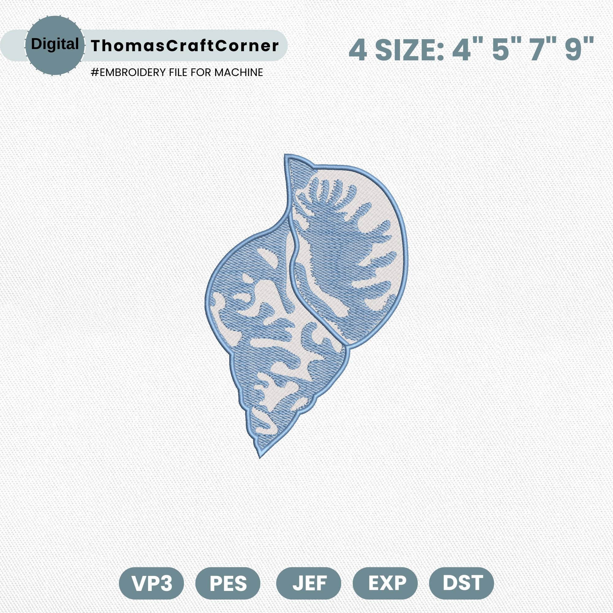 Sea Snail Embroidery Design Ocean Nautical Summer