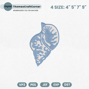 Sea Snail Embroidery Design Ocean Nautical Summer