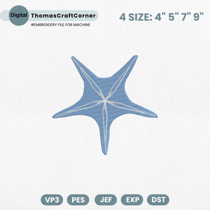 Starfish Sea Culture Summer Embroidery Design