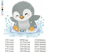 Penguin Embroidery Design Instant Download File