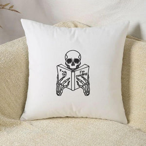 Embroidery Design Skeleton Reading Bookish Tarot Stitch