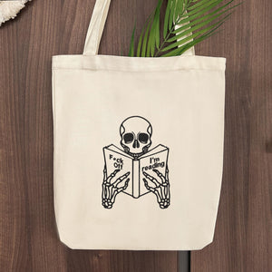 Embroidery Design Skeleton Reading Bookish Tarot Stitch