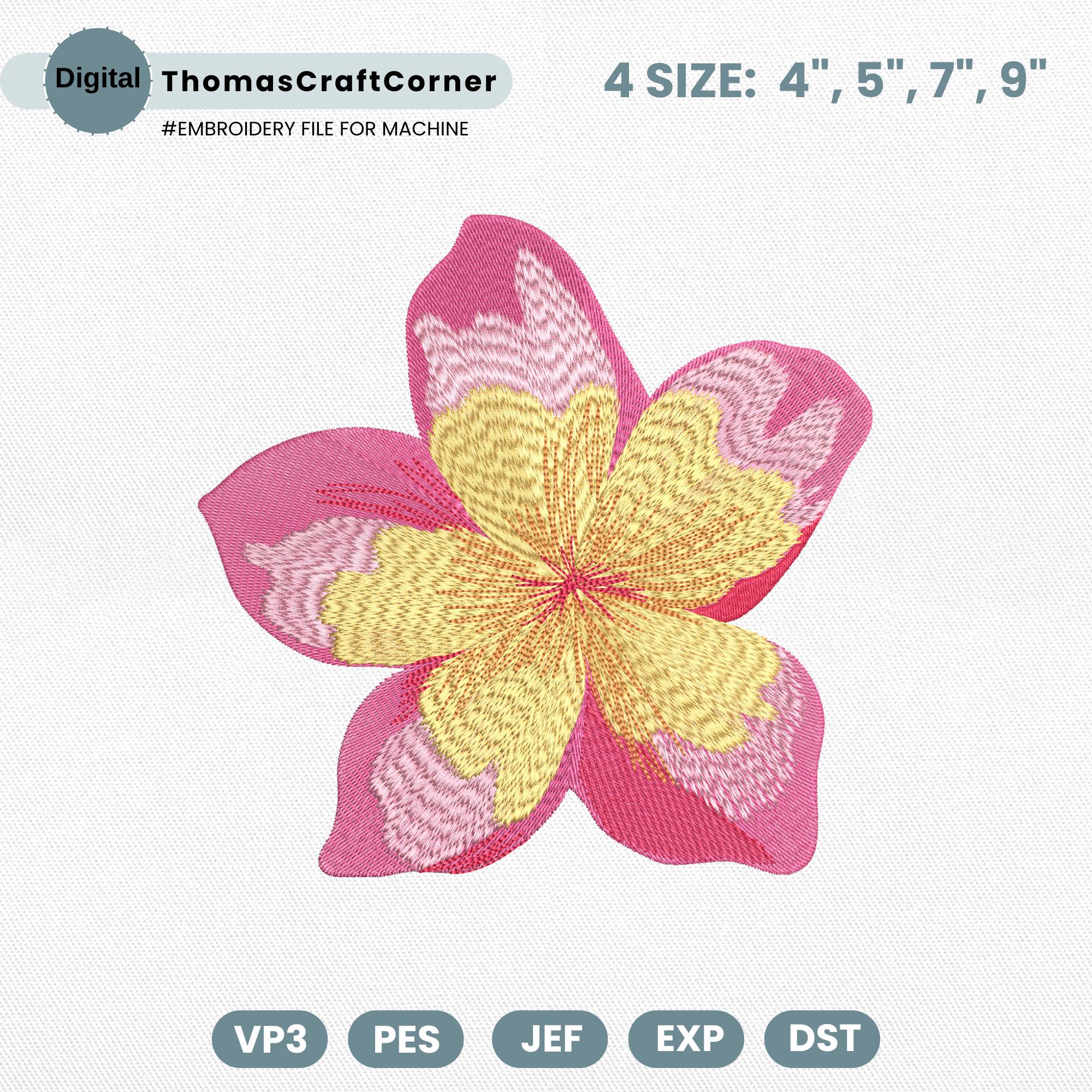 Frangipani Flower Embroidery Design Hawaii Coastal