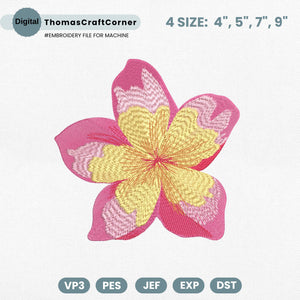 Frangipani Flower Embroidery Design Hawaii Coastal