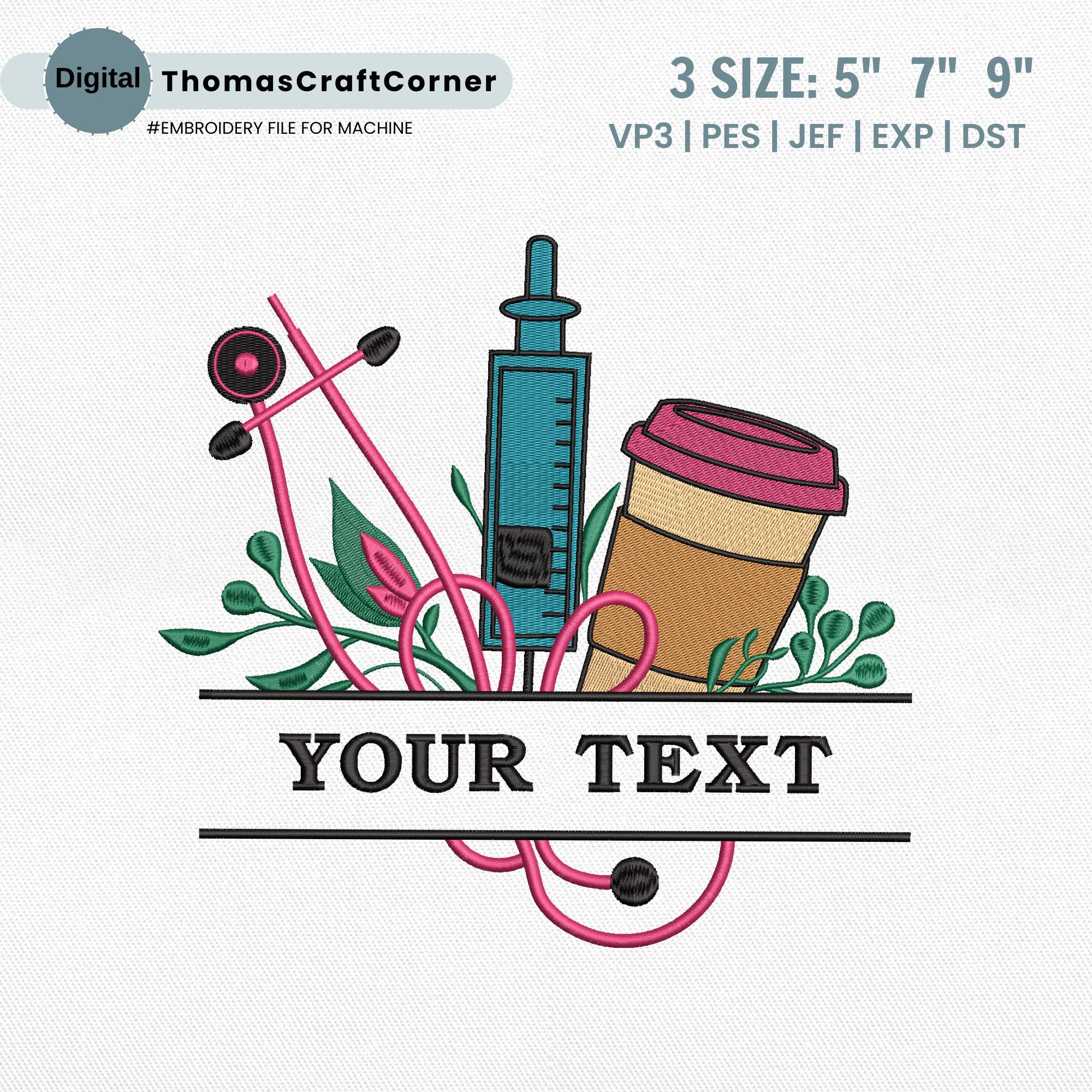 Nurse Split Embroidery Design, Nurse Life Embroidery Design, Split Nurse Name Frame Design, Nurse elements File, Machine Embroidery Design