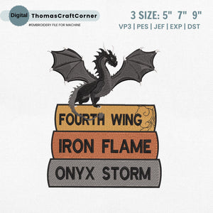 Fantasy Book Embroidery Design Dragon Digital File