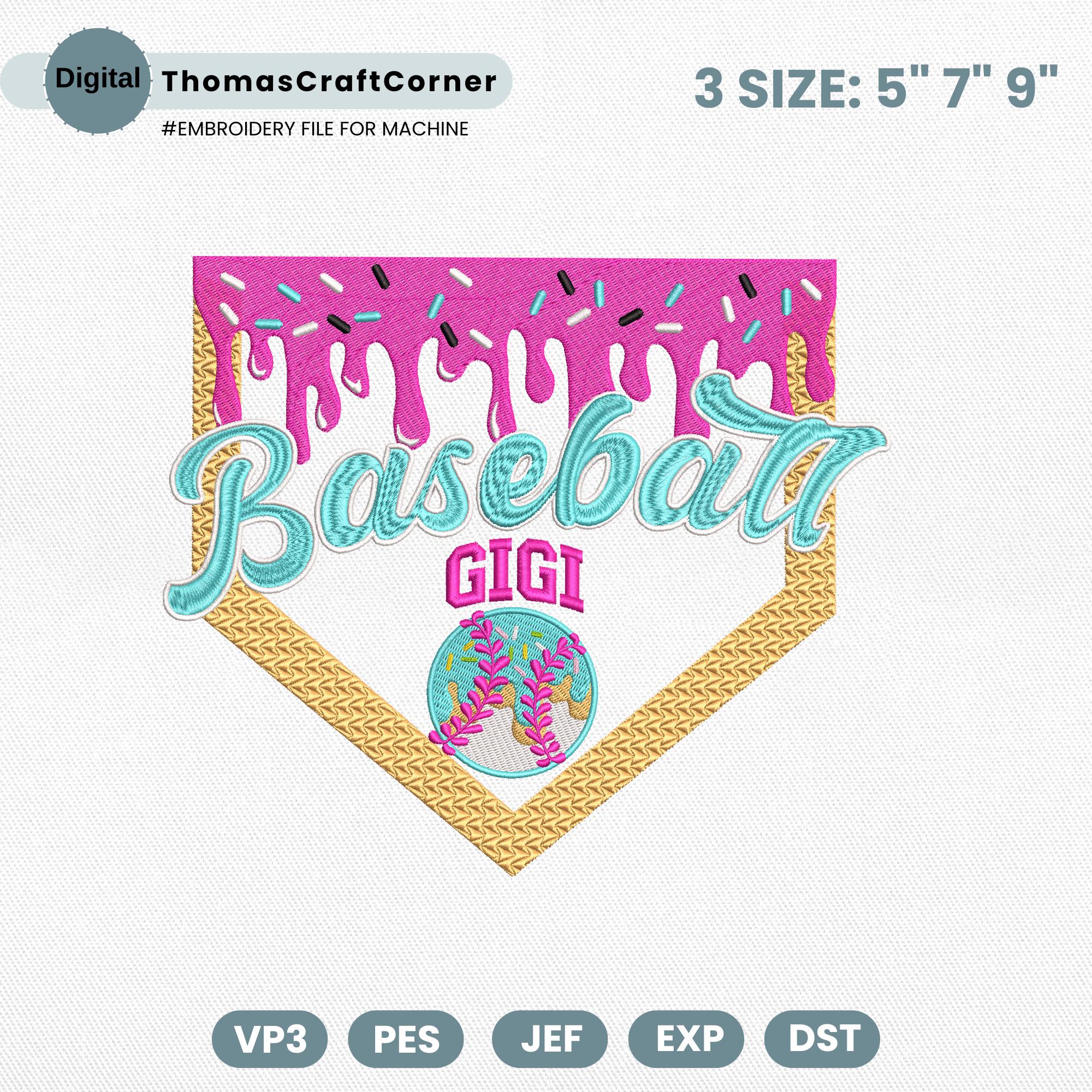 Baseball Gigi Embroidery Design Game Day Mom