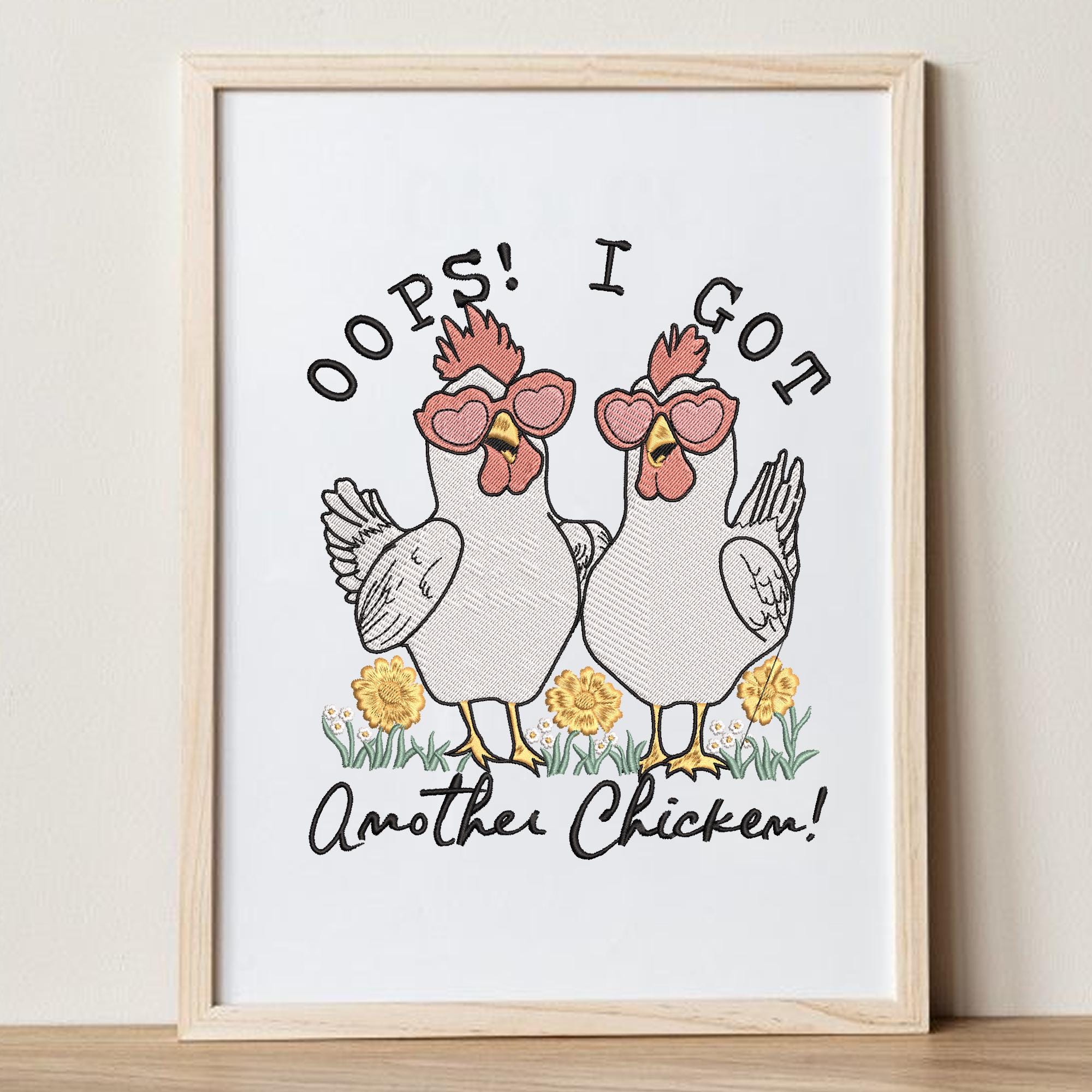 Chicken Embroidery Design Funny Farm Animal Hen