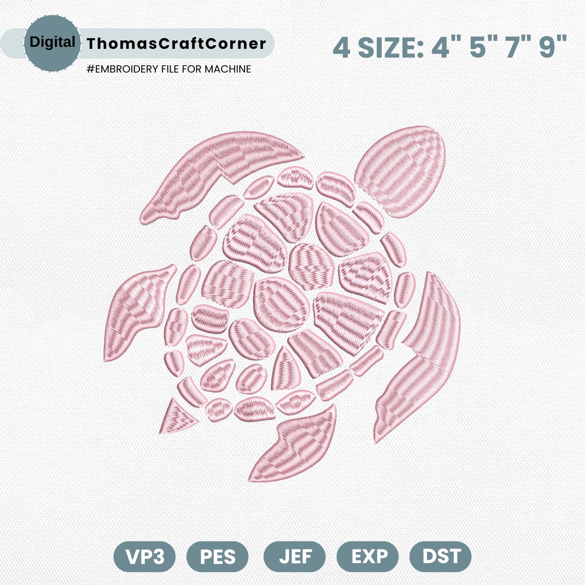 Turtle Machine Embroidery Design Ocean Animals