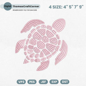 Turtle Machine Embroidery Design Ocean Animals