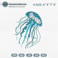 Jellyfish Machine Embroidery Design Ocean Animals Sea Creatures