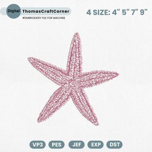 Starfish Sea Creatures Ocean Animals Embroidery Design