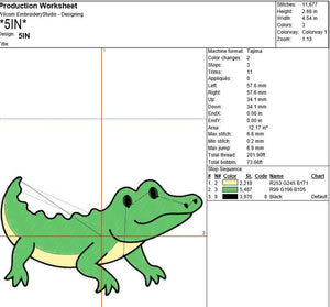 Crocodile Embroidery Design Safari Zoo Animal