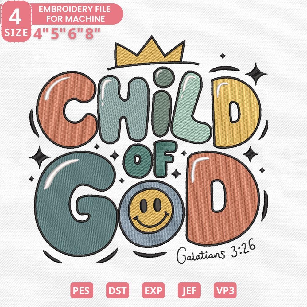 Child of God Embroidery Pattern PES DST JEF Instant Download - ThredViora