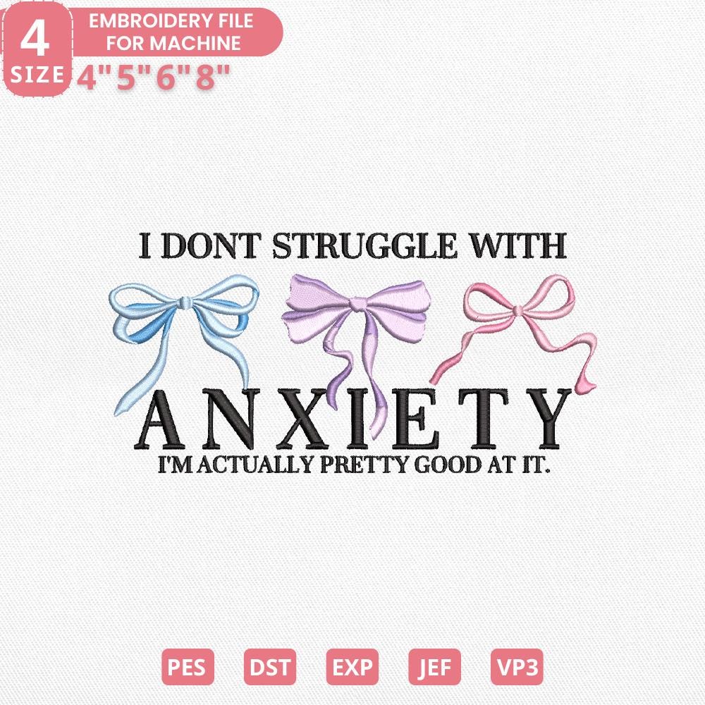 Anxiety Humor Embroidery Design PES DST JEF Instant Download - ThredViora