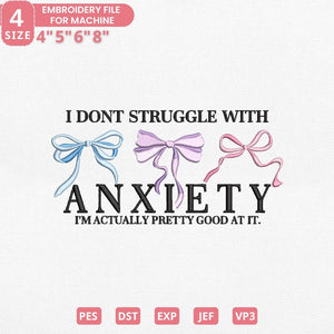 Anxiety Humor Embroidery Design PES DST JEF Instant Download - ThredViora