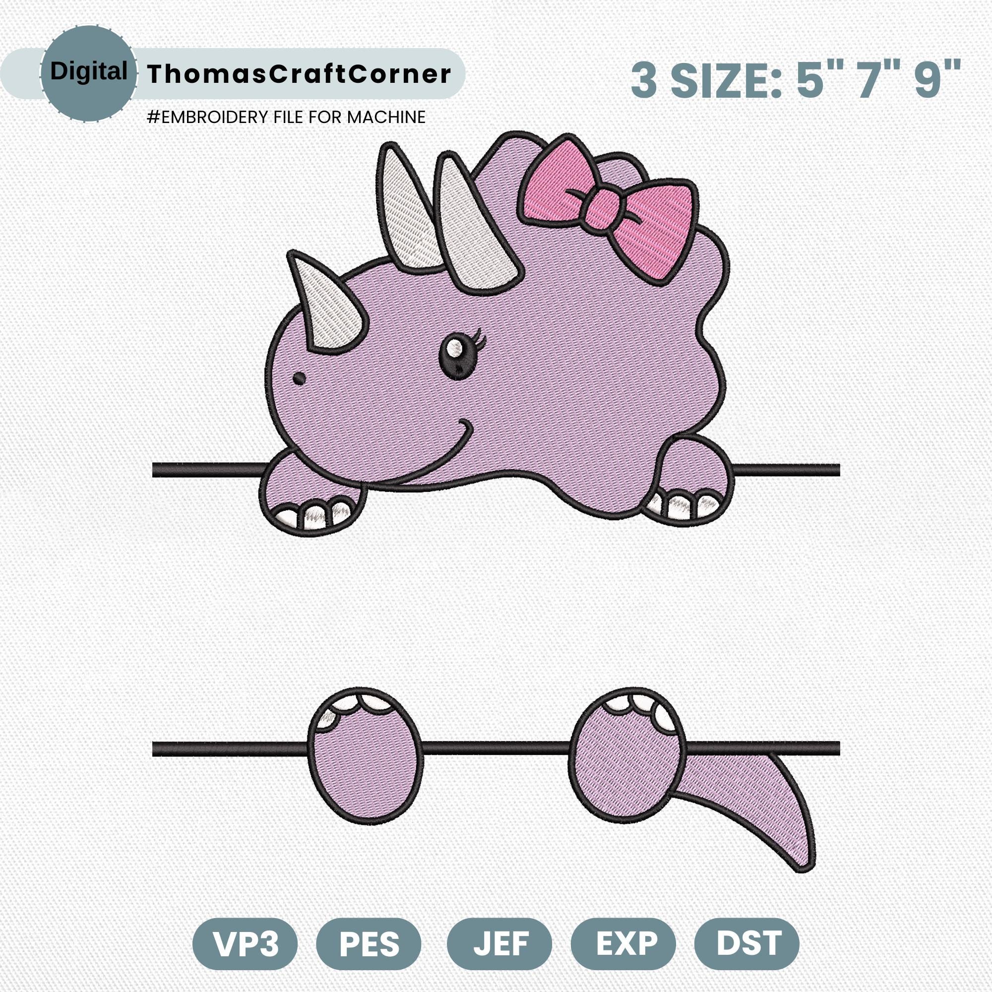 Horned Dinosaur Embroidery Design Name Frame Safari Animal