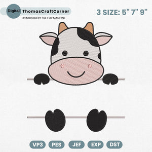 Cow Embroidery Design Name Frame Safari Animal