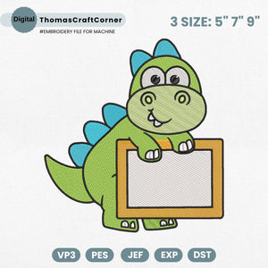 Dinosaur Embroidery Design Name Frame Safari Animal