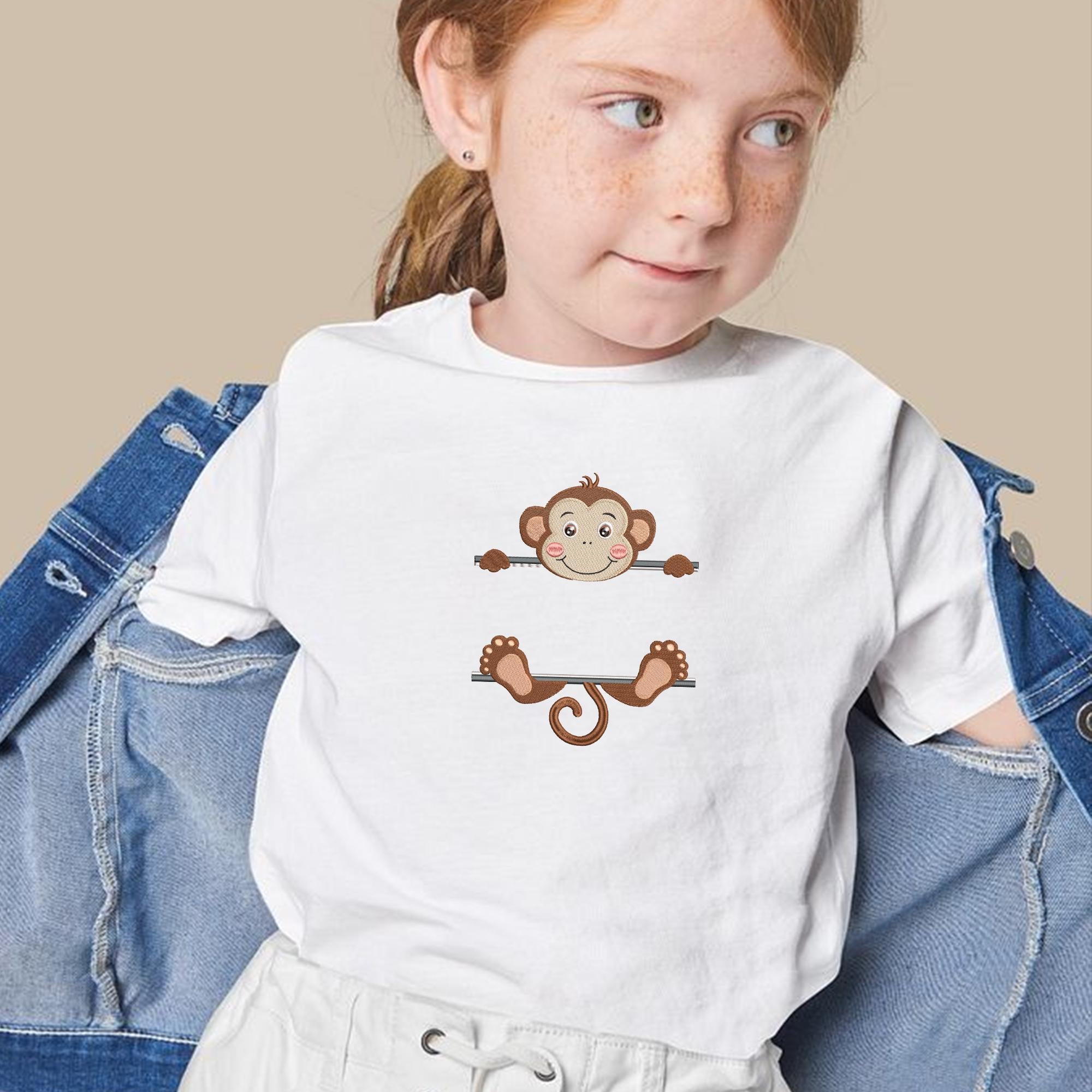 Monkey Embroidery Design Name Frame Safari Animal