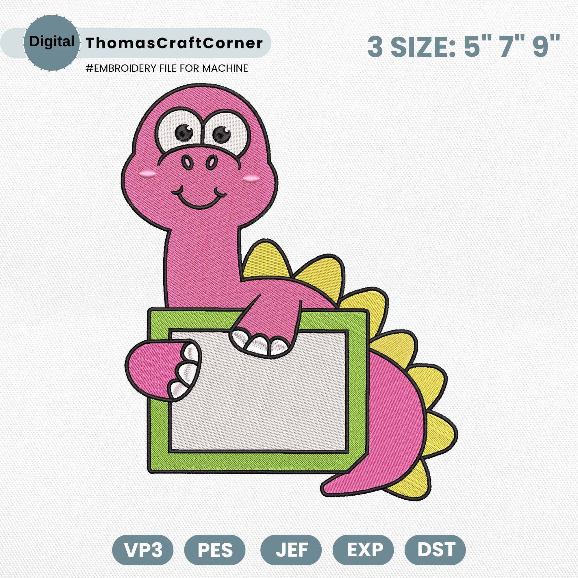 Pink Dinosaur Embroidery Design Name Frame Safari Animal