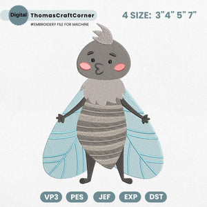 Housefly Embroidery Design Insects Machine Embroidery Farm Animal