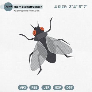 Fly Embroidery Design Insects Machine Farm Animal Kid