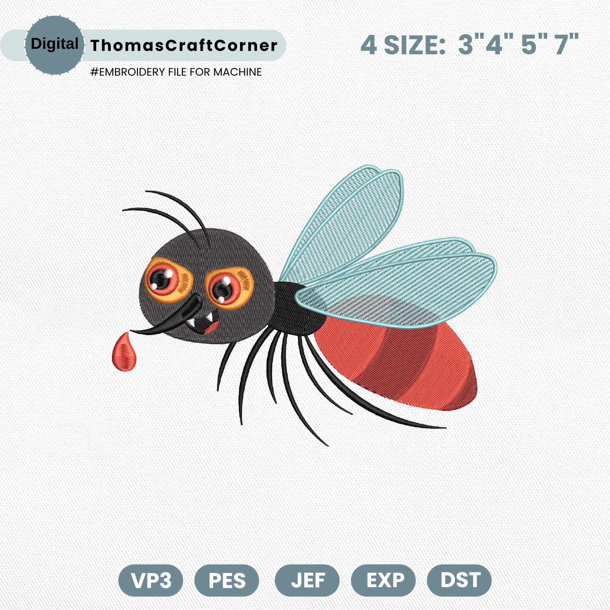 Mosquito Embroidery Design Insects Machine Kid