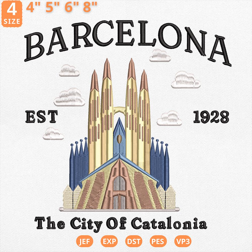 Barcelona Catalonia Embroidery Design City Location Digital File