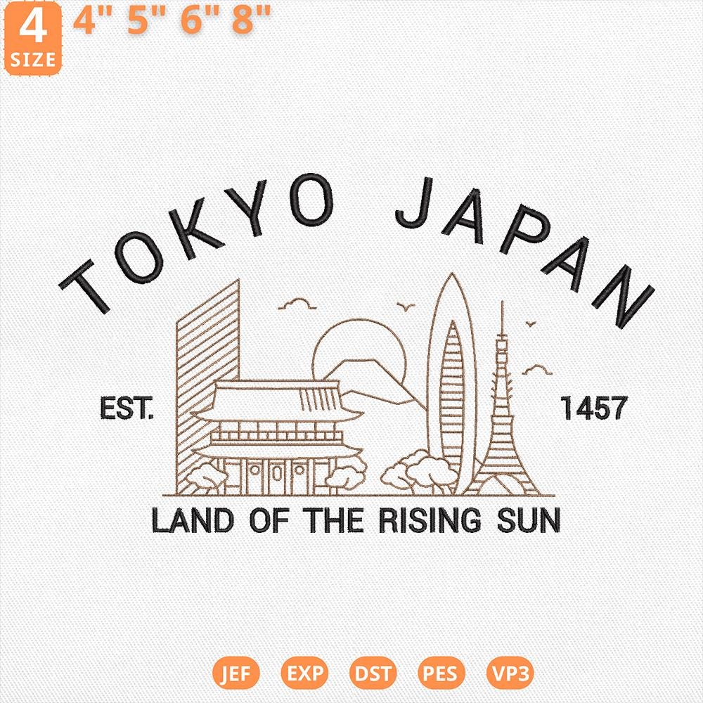 Tokyo Japan Embroidery Design Rising Sun Machine File