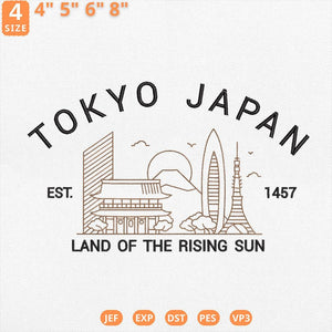 Tokyo Japan Embroidery Design Rising Sun Machine File