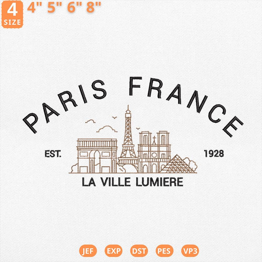 Paris France Embroidery Design City Machine File