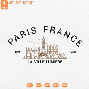Paris France Embroidery Design City Machine File