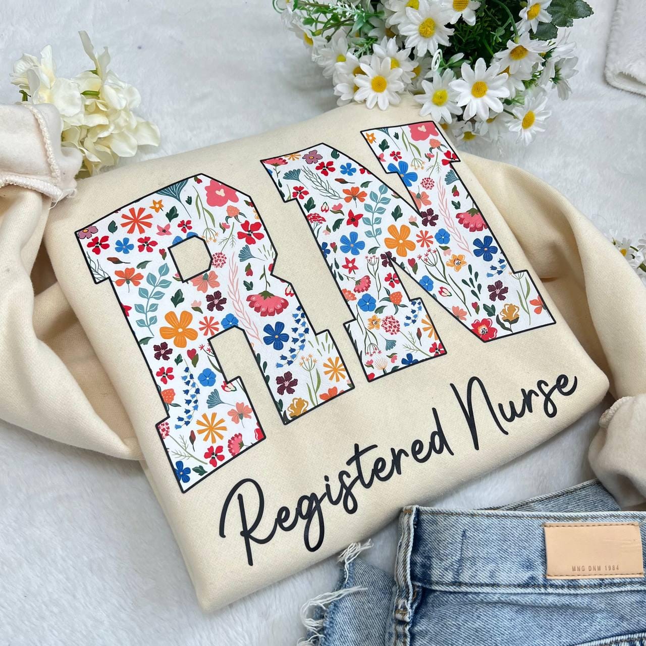 Floral Nurse Embroidery Design Pattern