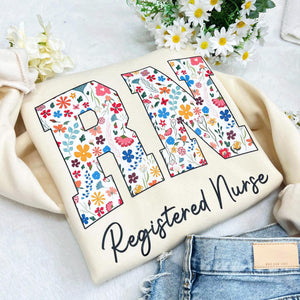 Floral Nurse Embroidery Design Pattern