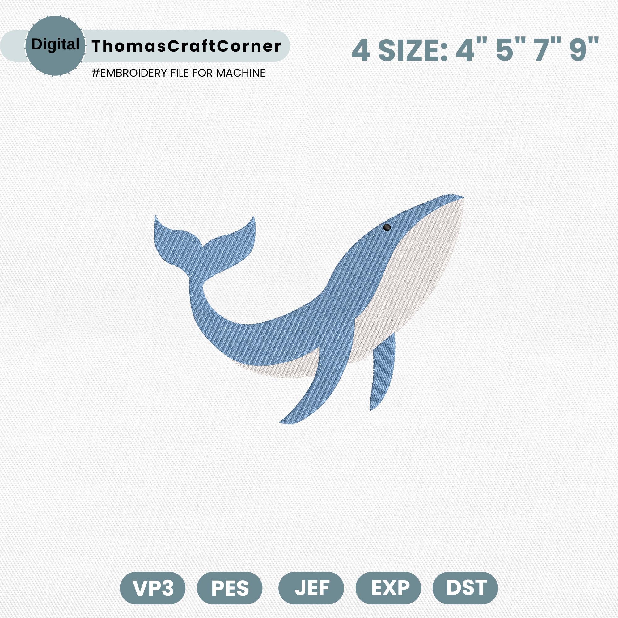 Whale Embroidery Design Sea Culture Ocean Nautical Summer