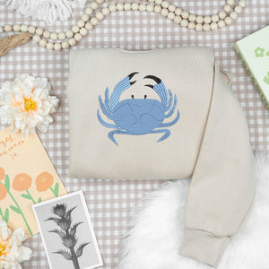 Crab Embroidery Design Sea Culture Summer Ocean Nautical