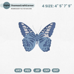 Butterfly Sea Culture Summer Embroidery Design