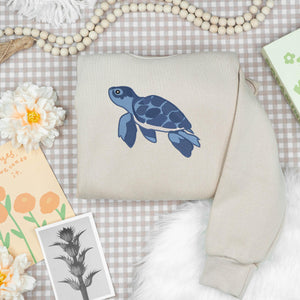 Turtle Embroidery Design Sea Culture Summer Ocean Nautical